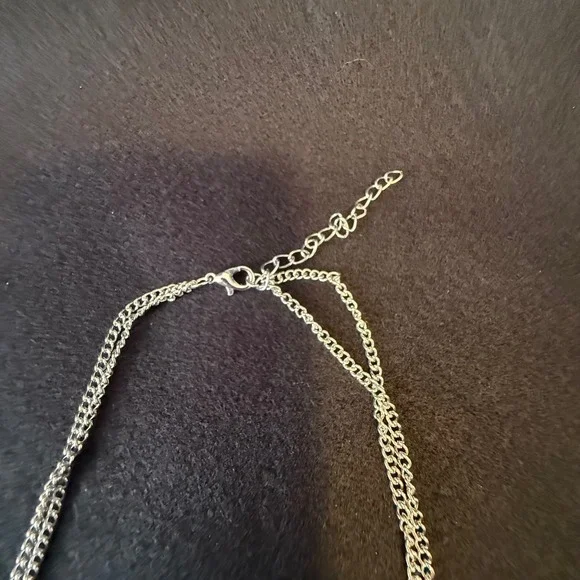 Pearl Drop Necklace Silver Tone Chain Delicate Rhinestone Women's Jewelry - Picture 3 of 3